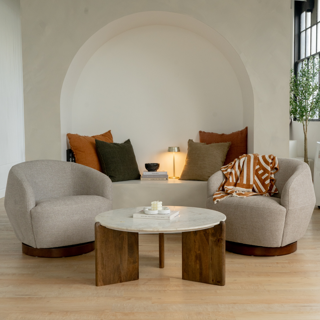 Contemporary Glass Lounge Chair with Swivel, Round