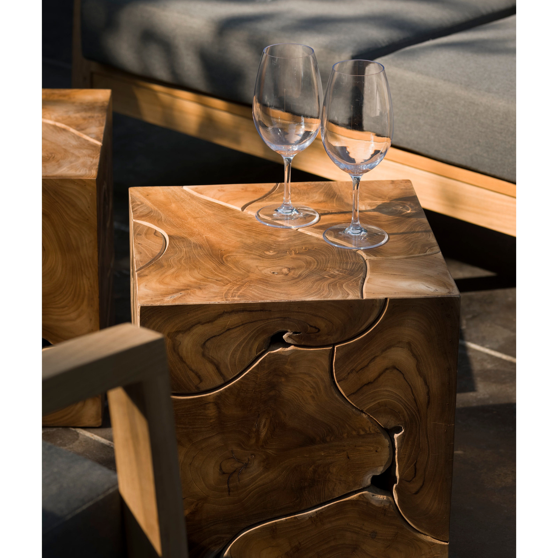 Rustic Teak Side Table - Outdoor
