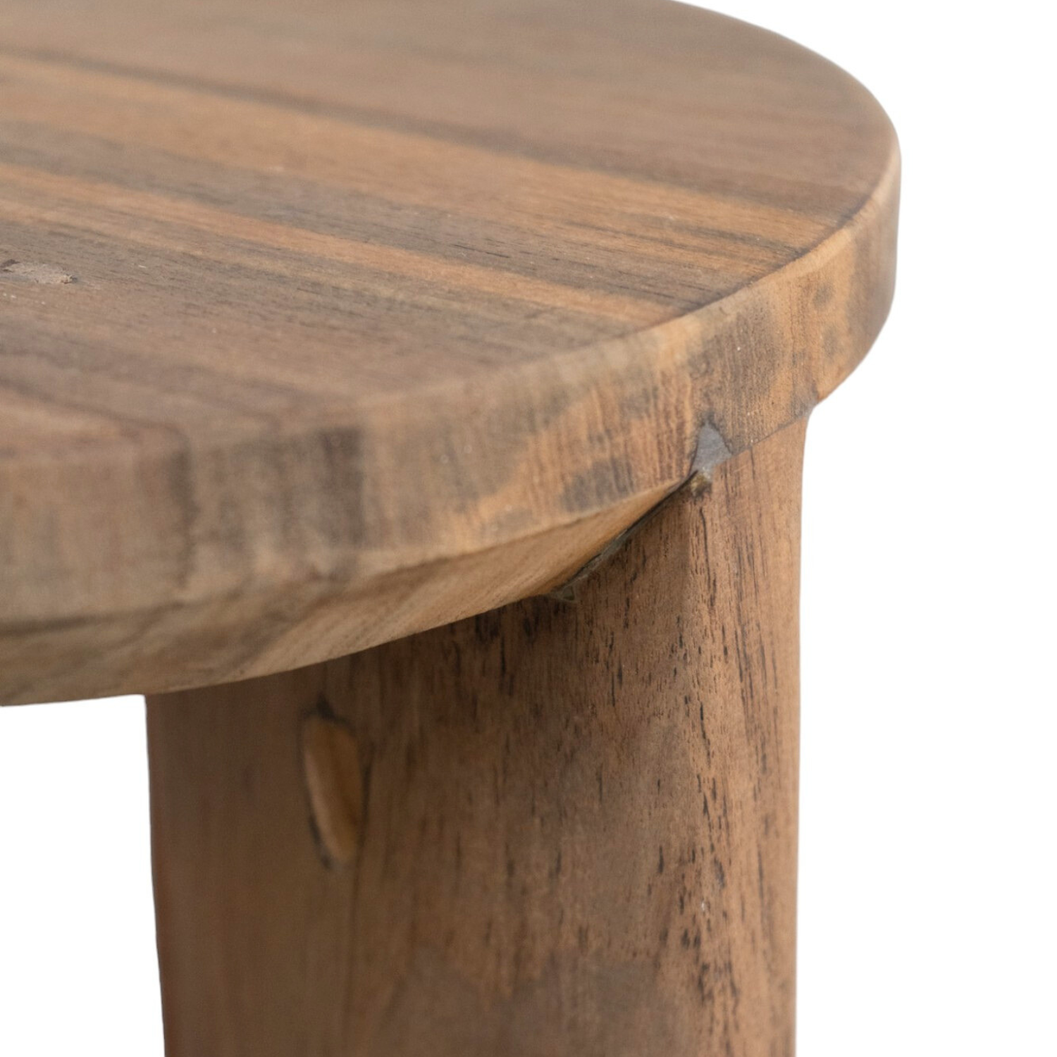 Rustic Teak Side Table with Reclaimed, Round | Set of 3