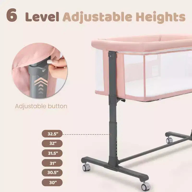 Berceau avec roulettes 鈥?Beige / Gris / Rose, Cododo, pour 1 bébé