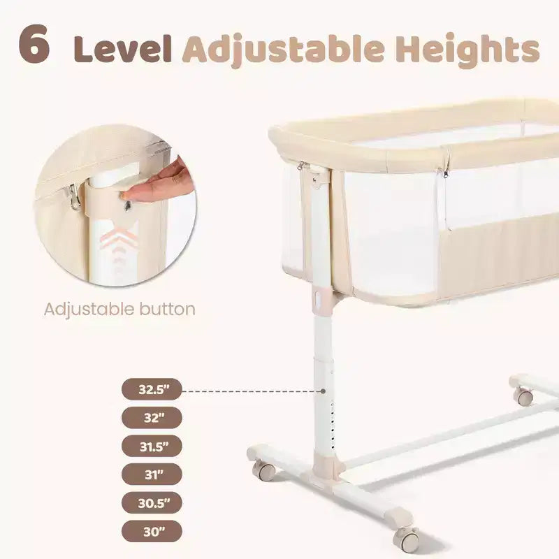 Berceau avec roulettes 鈥?Beige / Gris / Rose, Cododo, pour 1 bébé
