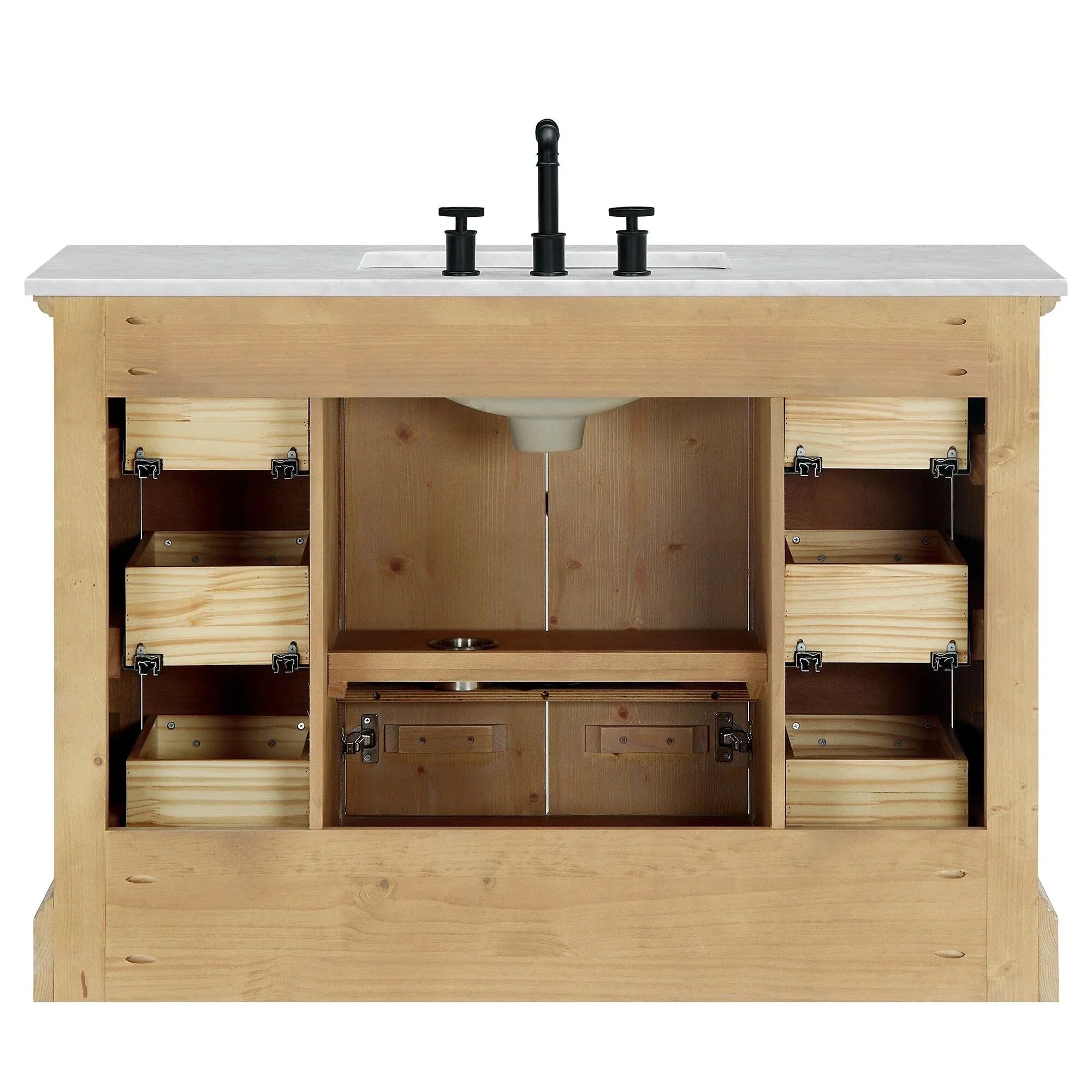 Meuble sous-vasque Hervas avec plateau en marbre naturel, sans miroir