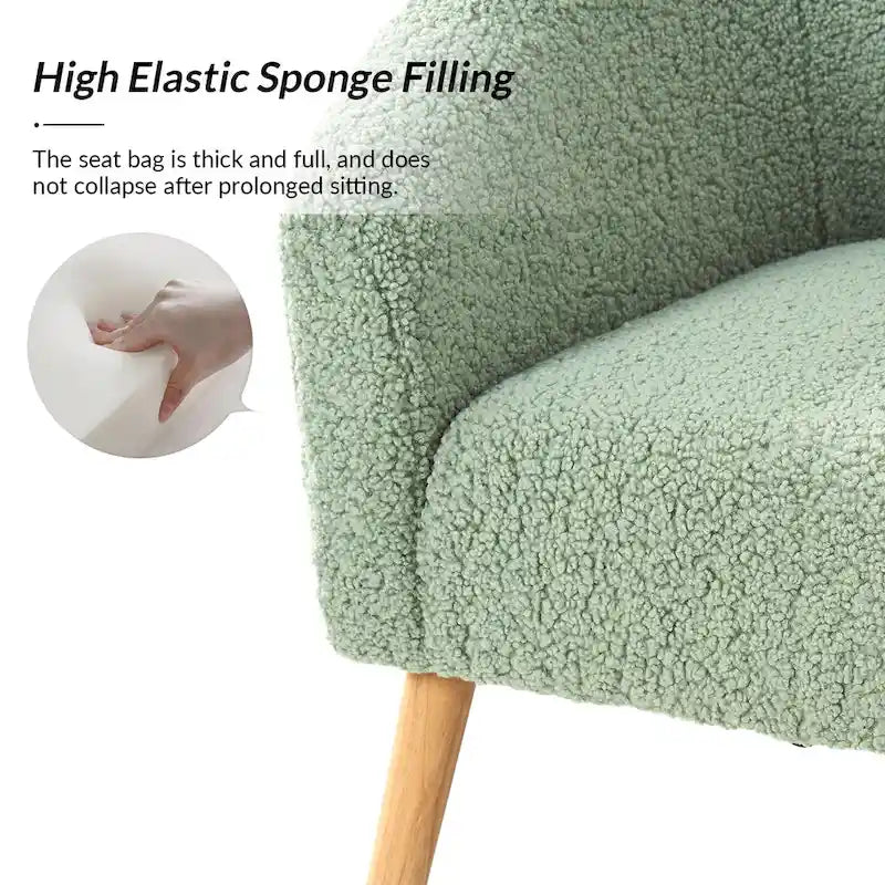 Fauteuil Sheila Modern 30 W Boucle avec pieds en bois massif, lot de 2, par HULALA HOME