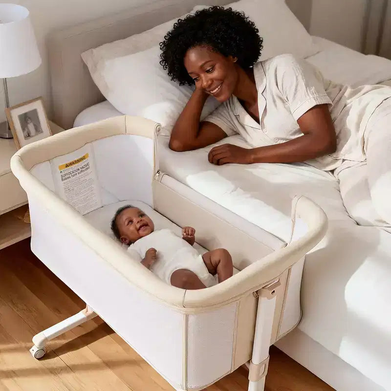 Berceau avec roulettes 鈥?Beige / Gris / Rose, Cododo, pour 1 bébé