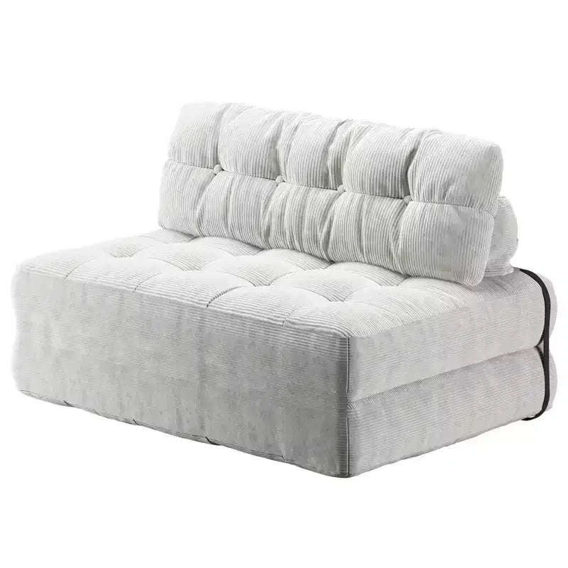 Canapé-lit futon pliant entièrement en velours côtelé, chaise de couchage convertible au sol avec oreiller et dossier