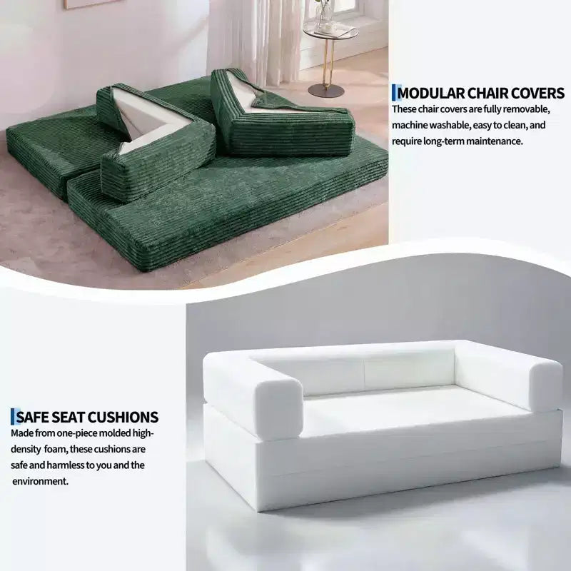 Canapé-lit convertible 5-en-1 80.7 鈥?Velours côtelé, 1200 lbs, Aucun assemblage requis