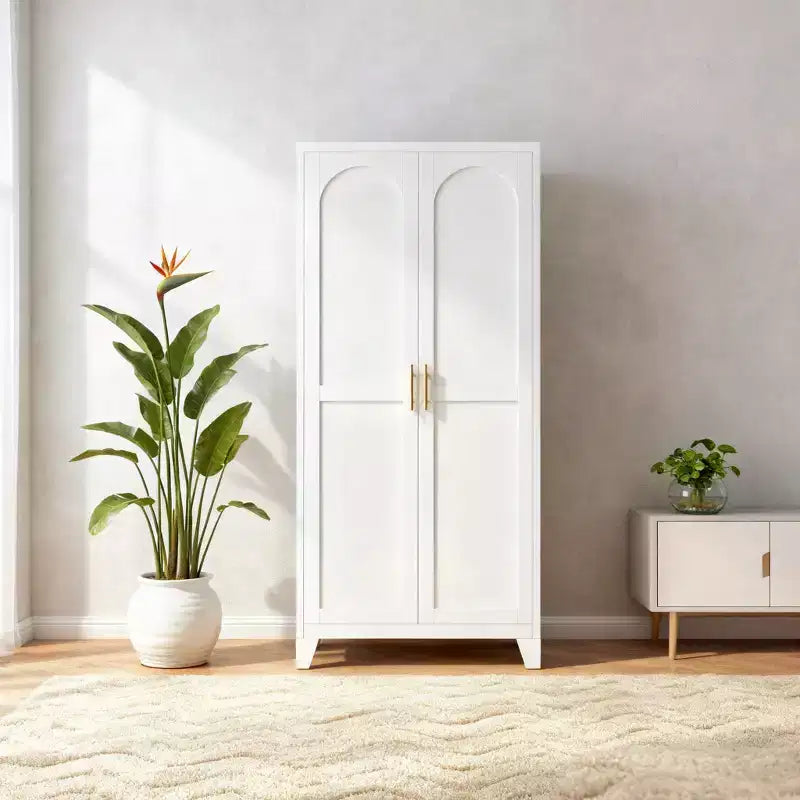 Homy Casa Meuble de rangement à 4 portes avec panneaux en rotin et étagères réglables pour salon, salle à manger ou entrée, Noir et Naturel