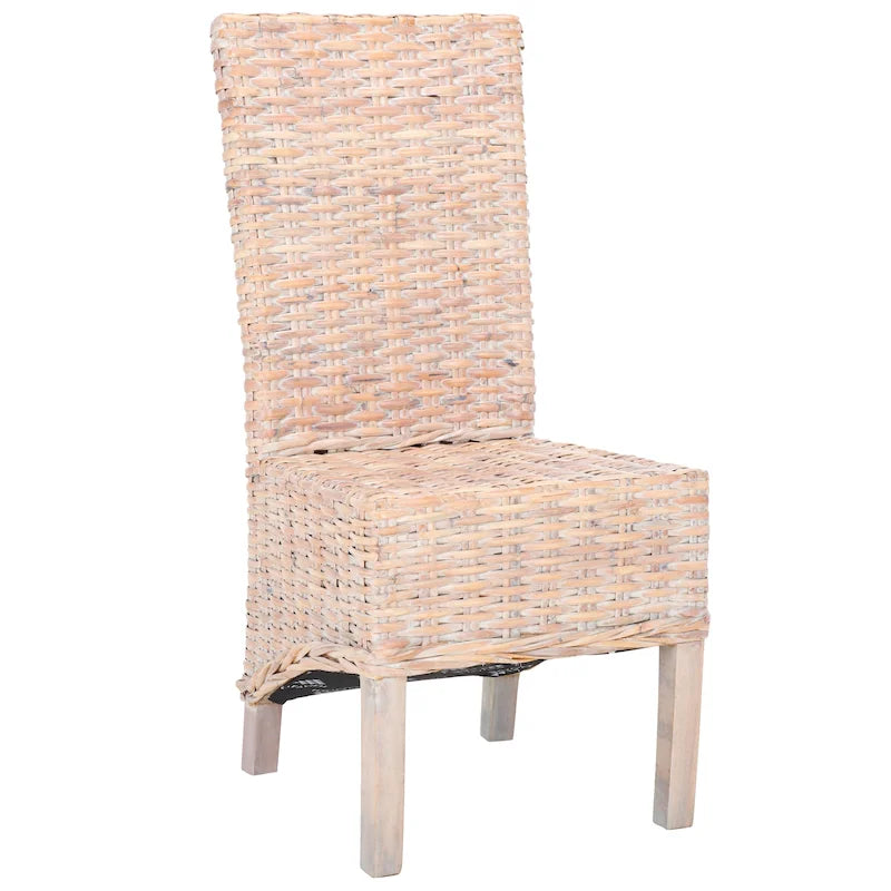 Lot de 2 chaises de salle à manger en osier naturel 48L x 56P x 104H cm, style bohème côtier