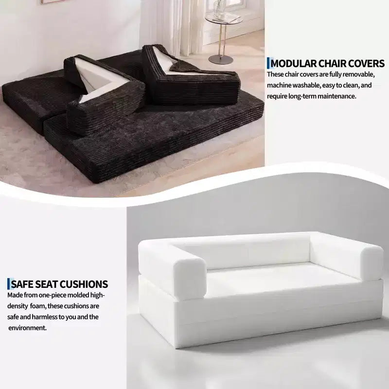 Canapé-lit convertible 5-en-1 80.7 鈥?Velours côtelé, 1200 lbs, Aucun assemblage requis