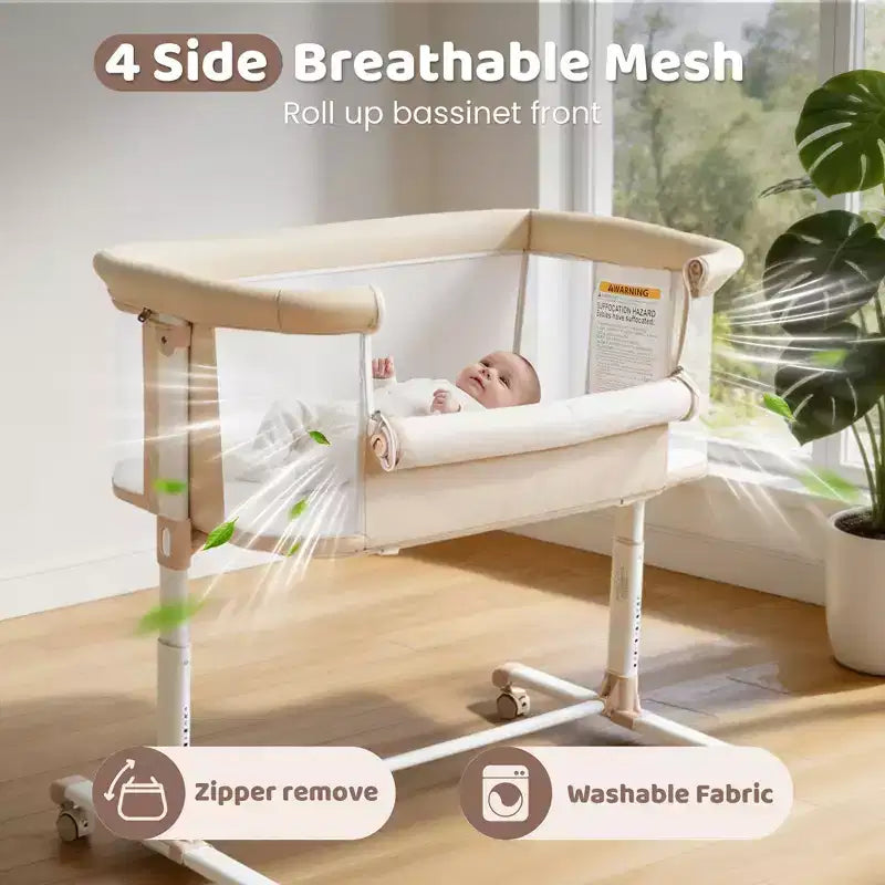 Berceau avec roulettes 鈥?Beige / Gris / Rose, Cododo, pour 1 bébé