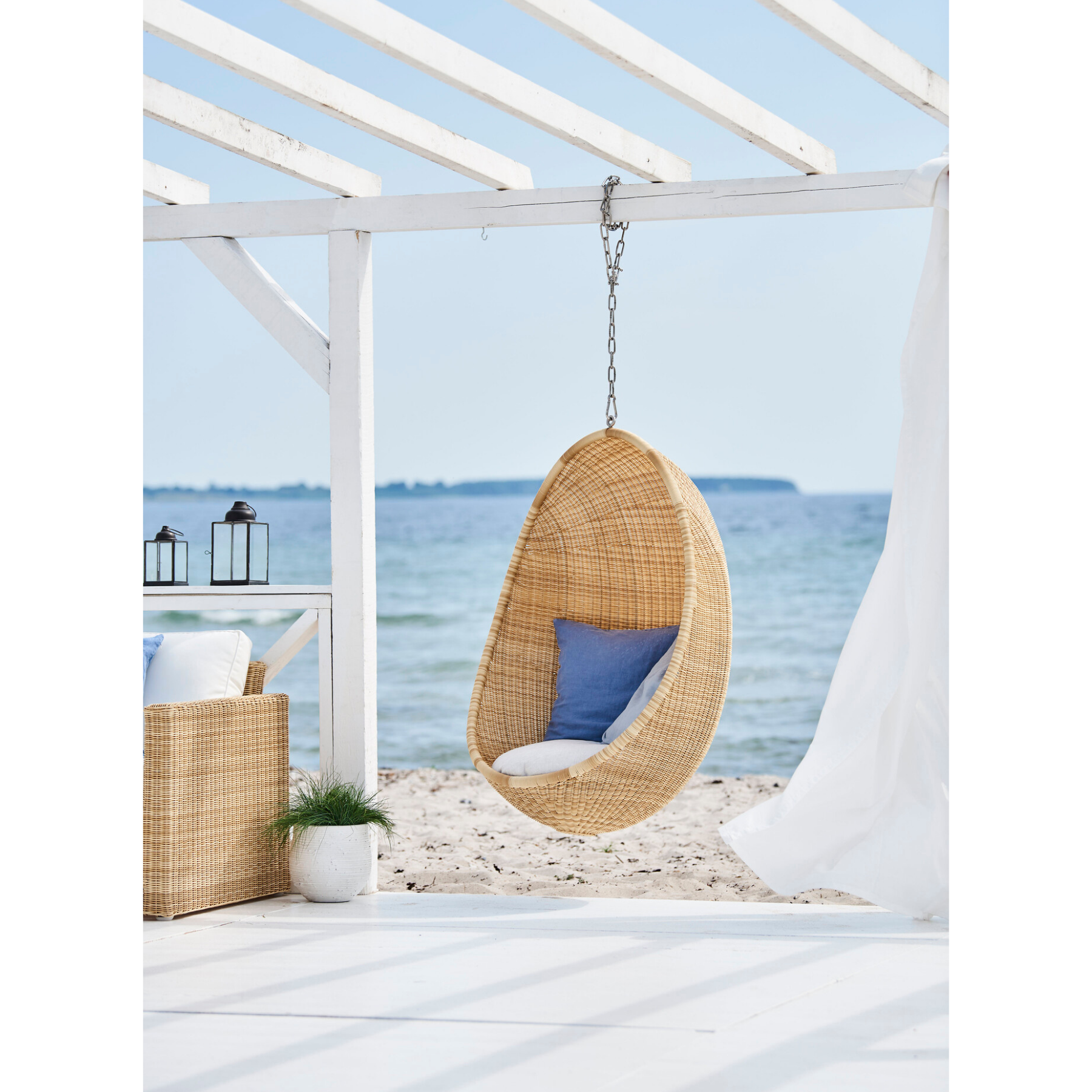 Coastal Rattan Outdoor Hanging Chair with Round - Patio
