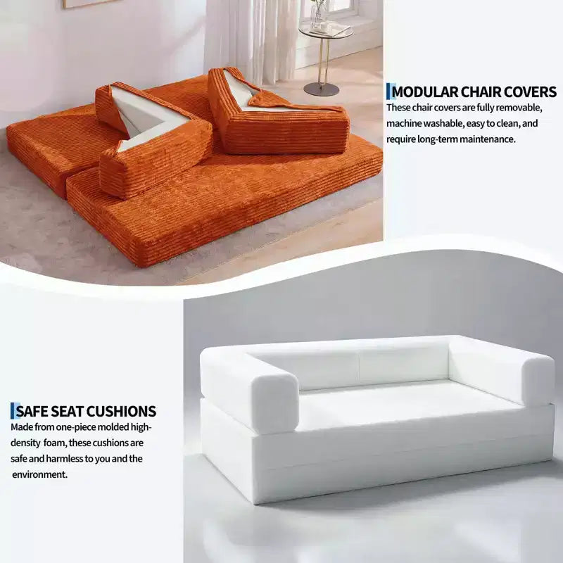 Canapé-lit convertible 5-en-1 80.7 鈥?Velours côtelé, 1200 lbs, Aucun assemblage requis